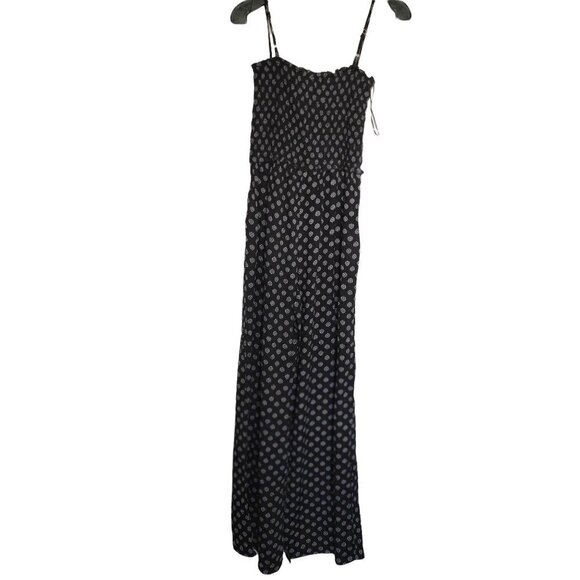 EXIST Juniors Ruched Split Hem Tie Back Jumpsuit Black | M - Picture 3 of 13